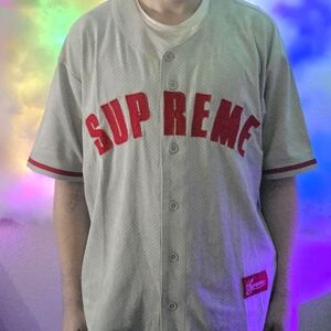 🔥 NWT SUPREME Ultrasuede Mesh Baseball Jersey - Size M 🔥